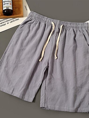  Voor heren Linnen korte broek Zomer korte broeken Strandshorts Zak Trekkoord Elastische taille Effen Comfort Ademend Korte Feestdagen Vakantie Strand Hawaii Boho Zwart Wit