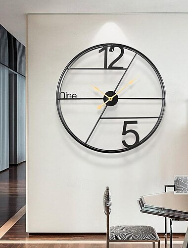  Reloj de pared creativo de hierro forjado, luz para sala de estar, arte de lujo, decoración de regalo para el hogar, reloj de pared simple de 60cm