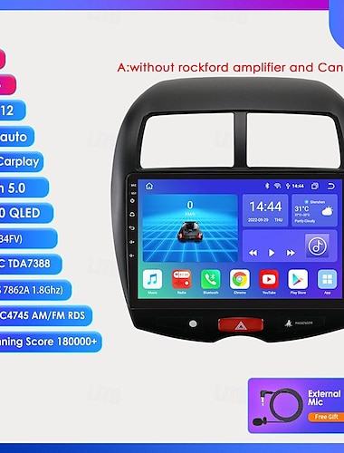  راديو السيارة مشغل فيديو الوسائط المتعددة أندرويد 11 2 din DVD Carplay Navi GPS لميتسوبيشي ASX 2010-2018