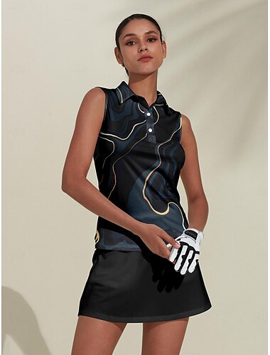  Per donna POLO Blu marino scuro Senza maniche Protezione solare Superiore Abbigliamento da golf da donna Abbigliamento Abiti Abbigliamento