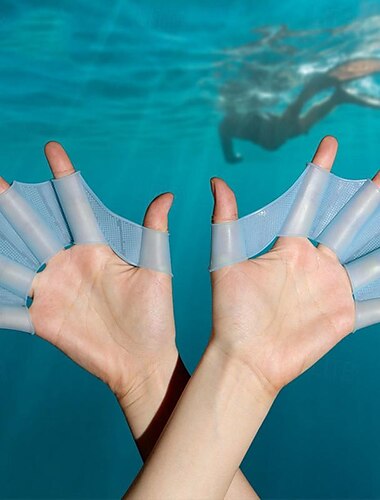  2st män kvinnor barn silikon simbassäng sport professionell träning simning halvfinger handfenor simhudshandskar paddlar utrustning
