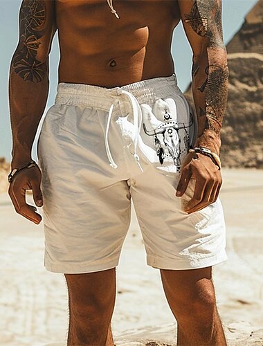  Herren Sonne Shorts Kurze Hosen Sommer-Shorts Strandshorts Kurze Hosen Mittlere Taillenlinie Hawaiianisch Brautkleider schlicht Outdoor Festtage Ausgehen Kordelzug Elastische Taille Bedruckt Designer