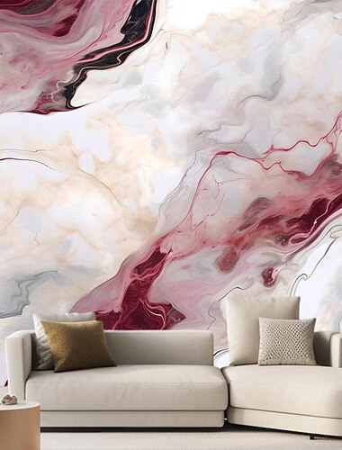  Coole Tapeten, rosa-graue Marmortapete, Wandbild, Rollenaufkleber, abziehen und aufkleben, entfernbares PVC/Vinyl-Material, selbstklebend/Kleber erforderlich, Wanddekoration für Wohnzimmer, Küche,