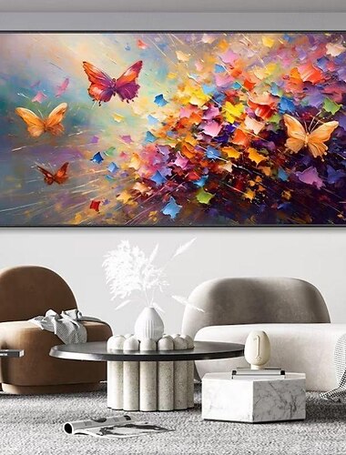  Pintura al óleo hecha a mano, lienzo, decoración de arte de la pared, mariposa animal abstracta para decoración del hogar, pintura enrollada sin marco y sin estirar