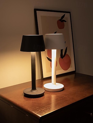  مصباح طاولة تعتيم من الألومنيوم من النوع C قابل لإعادة الشحن في غرفة النوم الداخلية والخارجية، مصباح جو مطعم