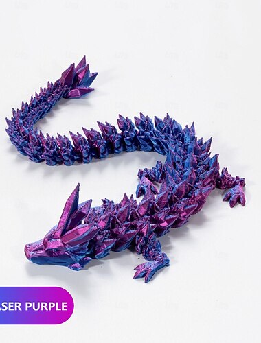  3D-gedruckter Kristalldrache, Edelsteindrache, 3D-bewegliches Drachenspielzeug, drehbar und Drache, chinesische, flexible, realistische Verzierung
