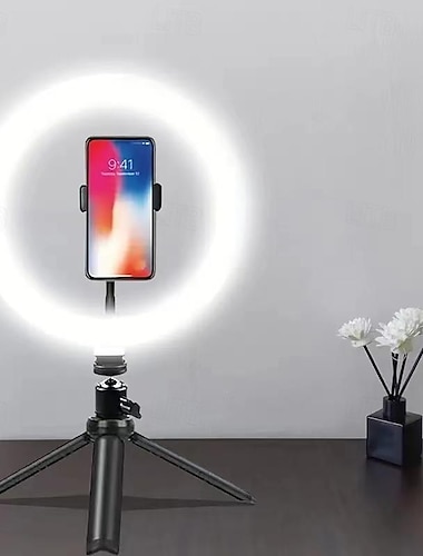  10" 26cm Fülllicht mit Stativ-Live-Übertragungs-Ringlicht 10 Helligkeitsstufen für Selfie-Fotografie und Schönheit