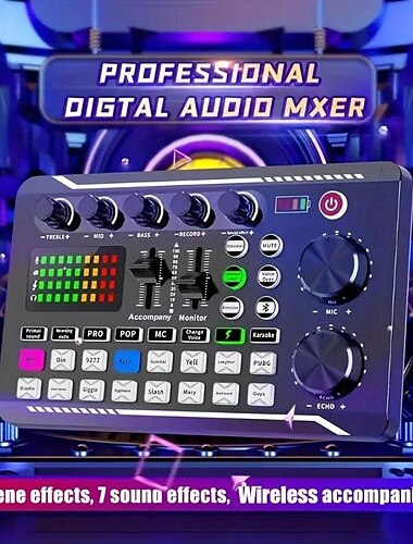  streama och casta med lätthet usb-ljudkort laddningsbar dj mixer rösteffekter perfekt för podcasts & spelande