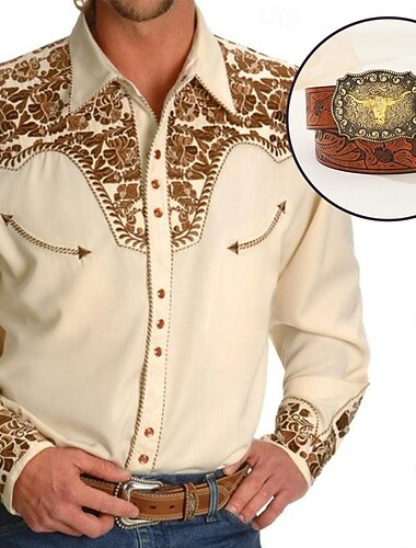  Clásico Retro Antiguo Blusa / Falda Cinturón Vaquero del oeste Bordado Bordado Hombre Mascarada Uso Diario Despedida de Soltera Adulto Camisas Cinturón Todas las Temporadas