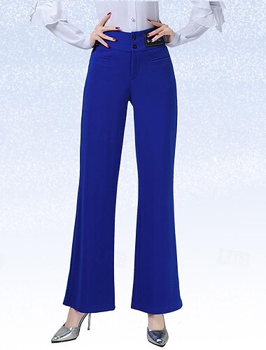  Latinamerikansk dans Tiodans Byxor Ren Färg Tvinning Dam Prestanda Träning Hög Elastan