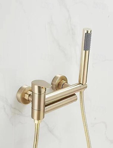  Grifo de bañera - Contemporáneo moderno Galvanizado Instalación en Pared Válvula Cerámica Bath Shower Mixer Taps