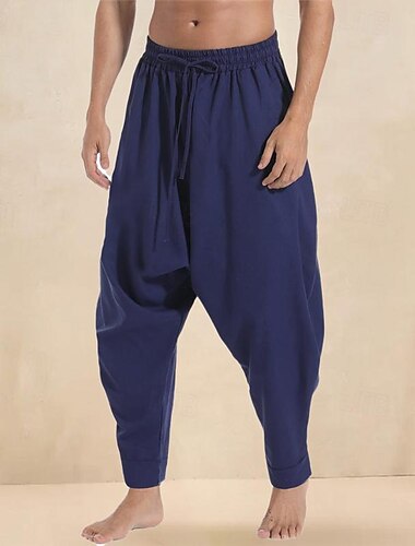  Herr Långbyxor Sommarbyxor Joggarbyxor Baggy Harem Byxor Boho byxor Snörning Elastisk midja Mönster Slät Komfort Andningsfunktion Ledigt Dagligen Streetwear Sport Mode Svart Vit Microelastisk