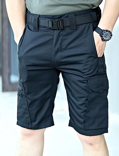  Hombre Pantalones cortos tácticos Pantalón Corto Cargo Pantalón corto Shorts para senderismo Cintura elástica Multi bolsillo Bloque de color Impermeable Listo para vestir Longitud de la rodilla