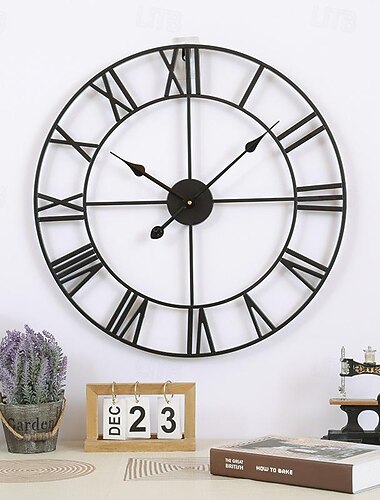  store veggklokker til hjemmeinnredning stille ikke tikkende dekorativ veggklokke i metall rund rustikk klokke batteridrevet med romertall klokke til stue kjøkken soverom kontor 40 50 60 70 cm