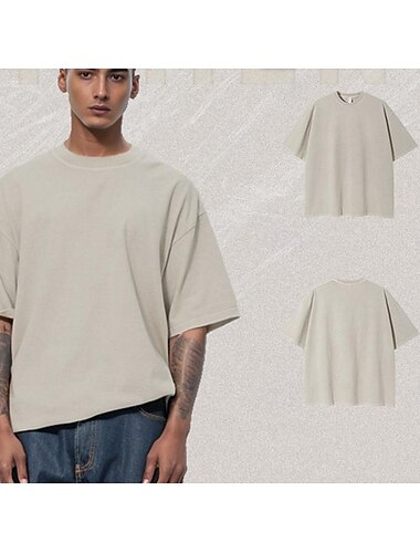  T-Shirt-Ärmel Übergroßes Acid Washed T-Shirt Vintage Gewaschen Rundhalsausschnitt Grundlegend Lockere Passform Für Paar Unisex Erwachsene Halloween Maskerade Säurewäsche Casual Sportkleidung