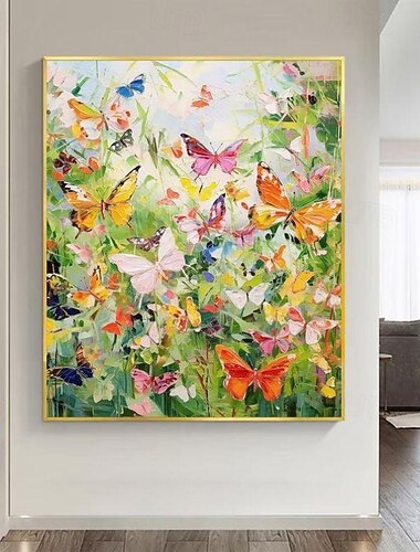 handgemaakte olieverf canvas kunst aan de muur decoratie moderne dierlijke abstracte vlinder voor huisdecoratie gerold frameloos ongerekt schilderij