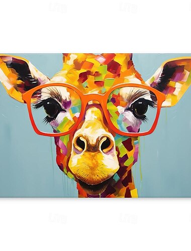  ציור שמן בעבודת יד בד אמנות קיר קישוט מודרני בעל חיים חמוד קריקטורה צבעים יאק חזיר צבי לעיצוב הבית מגולגל ללא מסגרת ציור לא מתוח