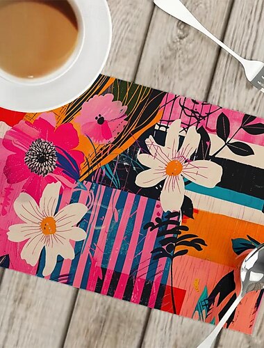  1 x Tischset mit Blumenmuster, 30,5 x 45,7 cm, Tischsets für Party, Küche, Esszimmer, Dekoration