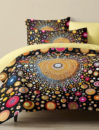  Bettbezug-Set mit Pointillismus-Muster, weiches 3-teiliges Luxus-Baumwoll-Bettwäsche-Set, Heimdekoration, Geschenk, Doppelbett, King-Size-Bett, Queen-Size-Bett