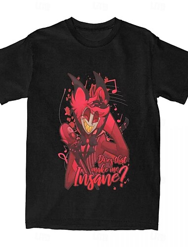  Hazbin Hotel Alastor T-Shirt-Ärmel Anime Grafik Für Herren Erwachsene Maskerade Heißprägen Casual