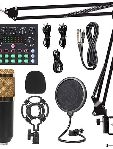  Komplettes Podcast-Studio-Paket BM800 Kondensatormikrofon V8S Audio-Interface Flexible Stromversorgungsoptionen Hervorragende Lautstärkeregelung