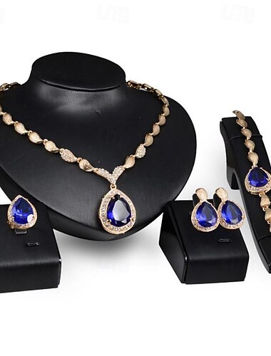  Schmuckset 4 Stück Strass Aleación Haken 1 Halskette Ohrringe Armbänder Damen Elegant Vintage Stilvoll Geometrisch Geometrische Form Schmuck-Set Für Hochzeit Party kleid hochzeitsgast