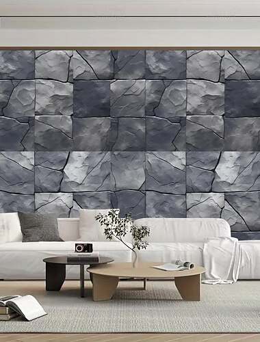  Coole Tapeten, Steinziegel-Tapete, Wandbild, Rolle, Wandverkleidung, Aufkleber, abziehen und aufkleben, entfernbares PVC/Vinyl-Material, selbstklebend/Kleber erforderlich, Wanddekoration für