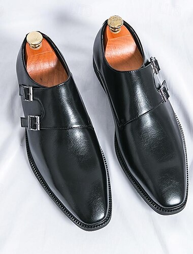  braune Monkstrap-Schuhe aus Kunstleder für Herren mit klassischen Schnallen – formelle Schuhe der Spitzenklasse für stilbewusste Männer, perfekt fürs Business, Hochzeiten und besondere Anlässe