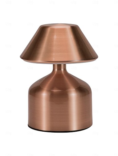  5,5" pilzförmige Tischlampe aus Metall, wiederaufladbar mit 3-Farben-Dimmung, Schreibtischlampe für den Innenbereich, Schlafzimmer, Wohnzimmer, Atmosphäre