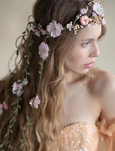  Blomster Prinsesse Hodeplagg Tilbehør Ren Faire Hodeplagg Elven Blad Blomstret Dame Keltisk fantasi Halloween Karneval Maskerade Fest / aften Voksne Hodeplagg