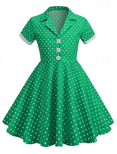  水玉 レトリ／ヴィンテージ 1950年代風 ドレス Aラインドレス フレアワンピース 水玉 女の子 クリスマス ハロウィーン カーニバル イベント／パーティー カクテルパーティー プロムドレス 子供用 ドレス ホームカミングドレス