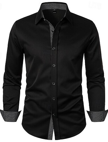  Hombre Camisa Camisa de verano Camisa casual Camisa de playa Camisa de cuello Abotonar la camisa Negro Blanco Rojo Manga Larga A Lunares Diseño Vacaciones Hawaiano Bolsillo Ropa Poliéster Moda Casual