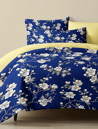  Bettbezug-Set aus 100 % Baumwolle, Blumenmuster-Set, weiches 3-teiliges Luxus-Bettwäsche-Set, Heimdekoration, Geschenk, King-Size-Bettbezug