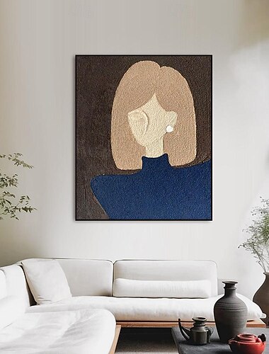  handgemaltes abstraktes Modemädchen-Leinwandgemälde, abstraktes Pattyle-Mädchengemälde für Wohnzimmer, Ölgemälde, moderne Wandkunst, großes abstraktes, minimalistisches, böhmisches Porträtgemälde,