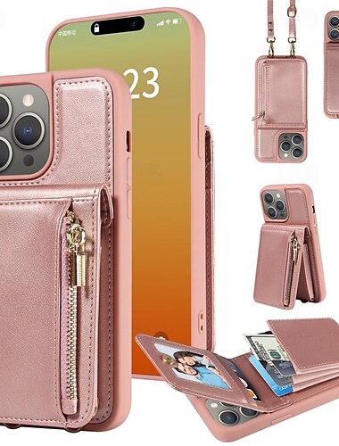  τηλέφωνο tok Για iPhone 16 iPhone 15 Pro Max iPhone 14 13 12 11 Pro Max X XR XS 8 7 Plus Θήκη κάρτας πορτοφολιού Φερμουάρ με τον Lanyard με λουράκι καρπού Ρετρό TPU PU δέρμα