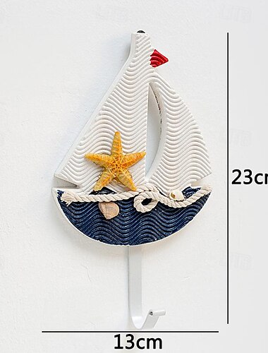  Wall Decoration Wall Hanging Mediterranean Style Home Coat Hook Small Fish Sailing Slipper Style