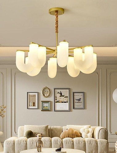  Kronleuchter 4/6/8 Kopf 55/70/90 cm moderne Wohnzimmer Restaurant Zimmer Lichter Zweige Kupfer einfache Beleuchtung alle Kupfer Glas Kronleuchter 110-240 V