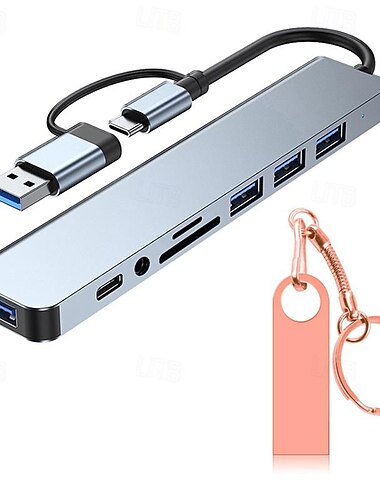  8-in-2-Hubs-Dockingstation mit USB-Flash-Laufwerk-Kombinationsset