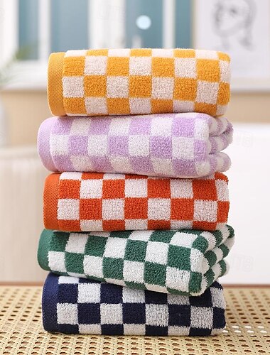  grille d'échiquier en coton serviette pour le visage très absorbante plus légère&amp; Serviette de bain super absorbante à séchage rapide, parfaite pour un usage quotidien, contient une serviette (13
