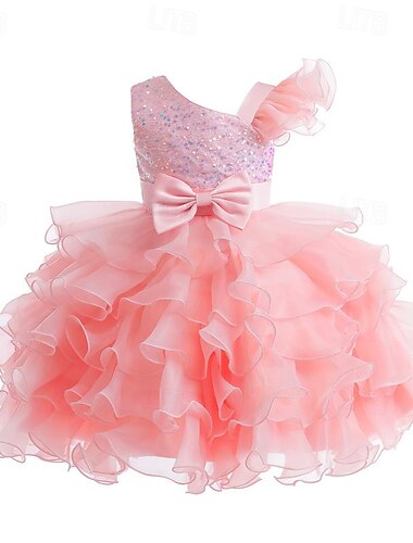  Niños Chica Vestido de Fiesta Color sólido Sin Mangas Boda Ocasión especial Princesa Dulce Poliéster Vestido de Fiesta Verano Primavera 3-10 años Multicolor Color azul Morado colorido