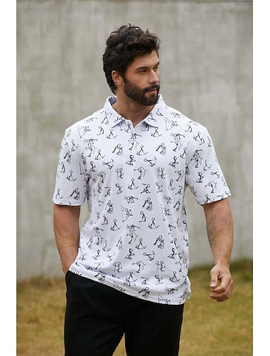  Herr Vandringspolotröja Vit Kortärmad Solskydd Överdelar Tecknat Golfkläder Kläder Outfits Bär kläder