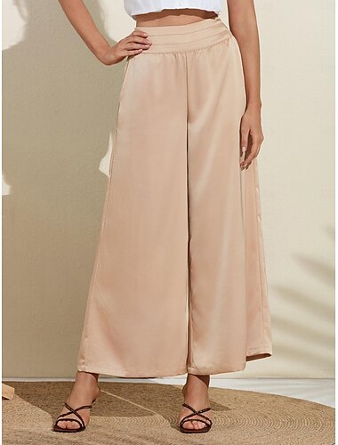  pantalon large décontracté en satin
