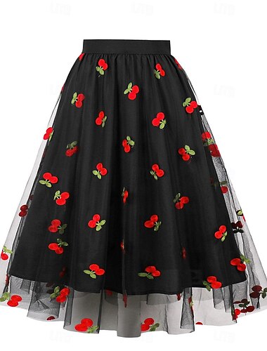  Rétro Vintage Années 1950 Rockabilly Jupe Jupe en tulle Fruit Femmes Halloween Mascarade robe demoiselle d honneur Fête du thé Décontracté Quotidien Adultes Jupe