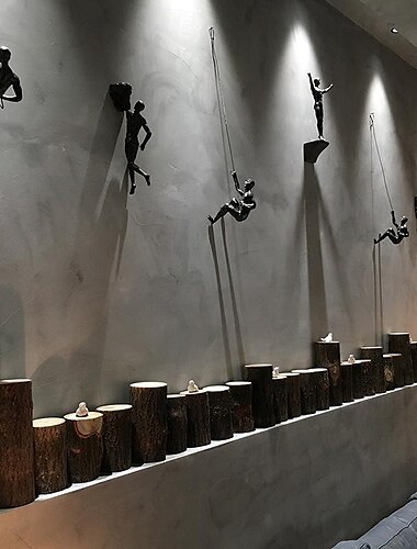  1 Stück moderne einfache Harzskulptur, kreative Klettermann-Wandskulptur, handgefertigte Wandkunststatue, Kletterfigur