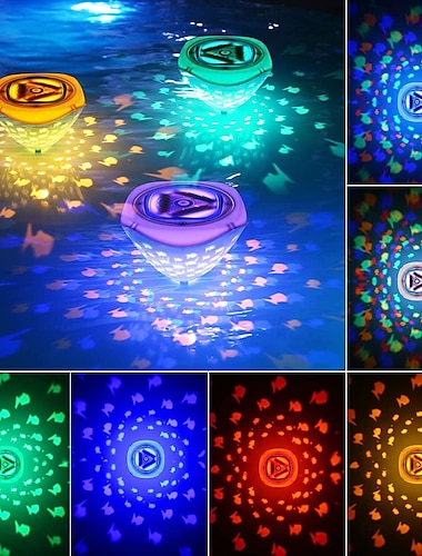  Swimming Floating Pool Light, Submersible LED Pool Light Ocean Fish Pattern Battery Powered RGB Color Changing Underwater Pool Light Pond Hot Tub Landscape Decor for Children's Birthday Gifts 1/2PCS