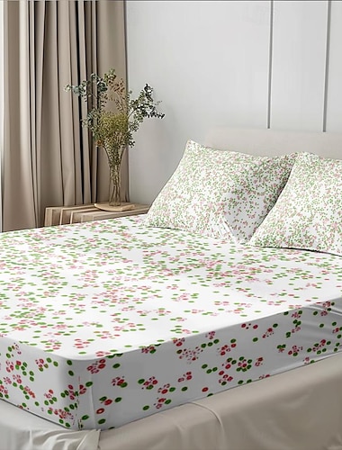 Bloemen lente hoeslaken set ultra zacht ademend 100% katoen zijdeachtige lakens diepe zak beddengoed lakens 3-delige koningin kingsize