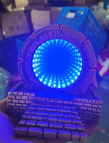  Atlantis Stargate-Spiegel, LED-Nachtlicht, Star Gate, 3D-Zeittunnel, Ringspiegel, Filmreplik, Modell, Cospaly, Halloween-Party, Requisite, Kunstharz, Sammlerstück, Spielzeug, Heimdekoration, Ornament,