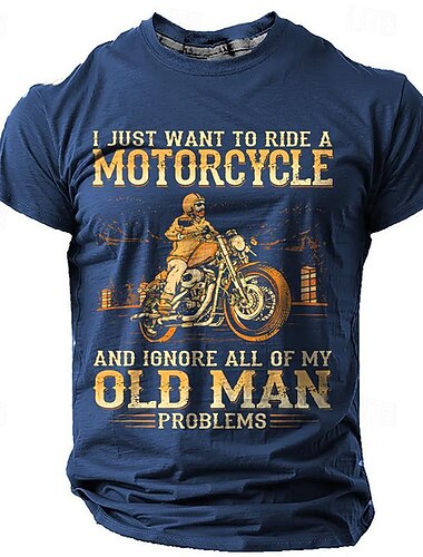  バイクグラフィックTシャツメンズ、ただ乗りたい＆老人の問題を無視したいショートスリーブ