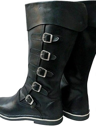  Retro Vintage mittelalterliche Renaissance-Schuhe, Pirat, Ritter, Ritter, Herren, Unisex, Halloween, Event/Party, Maskerade-Schuhe, ausgefallene mittelalterliche Stiefel
