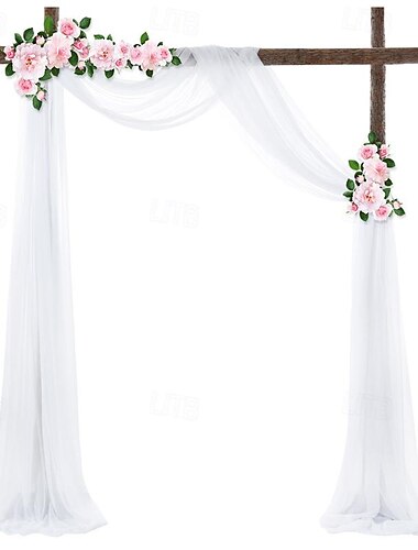  75*600 cm porte arquée rideau de gaze en plein air forêt pelouse décoration de mariage rideau suspendu décoration de mariage rideau en tissu perle rideau en mousseline de soie